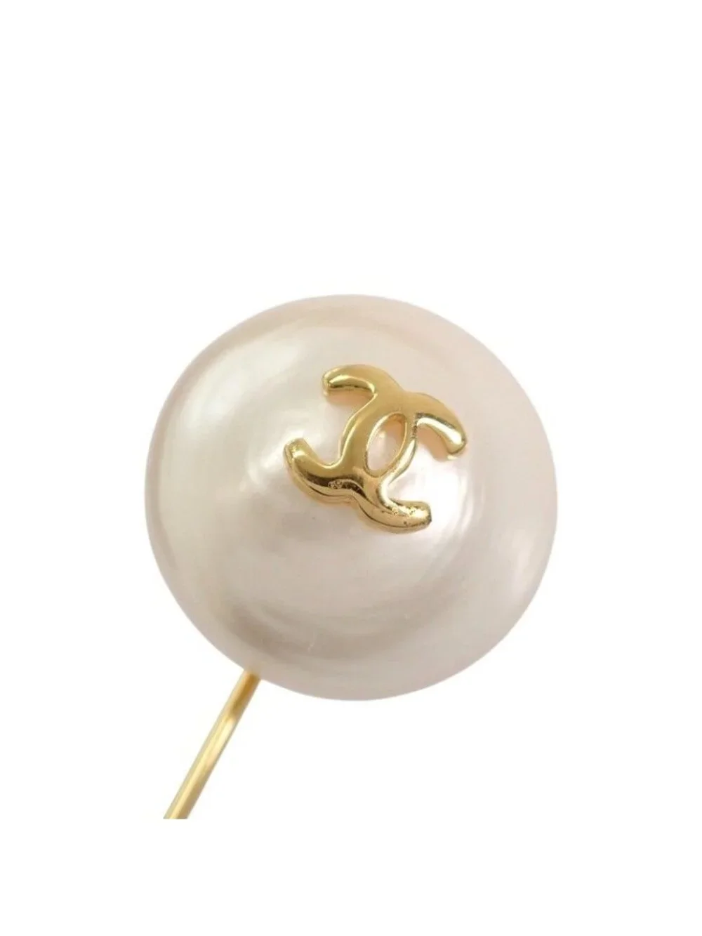 Chanel Pin Brooch Vintage Metal Faux Pearl CC Logo